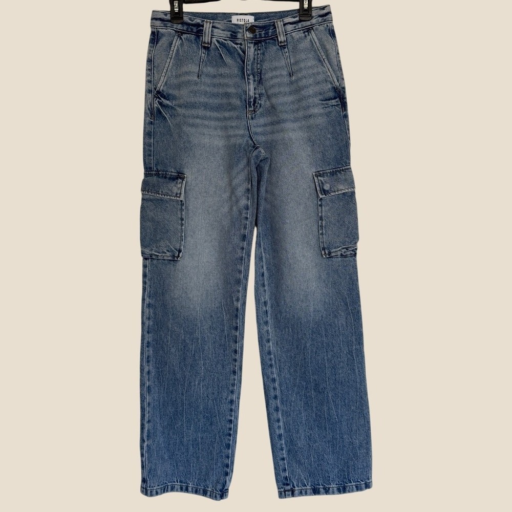 pistola 26 Bobbie Mid Rise Vantage‎ Straight Cargo Jeans in Regent
